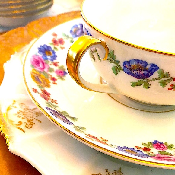 EUC- Theodore Haviland Limoges Double Handled Bouillon & Under Plate - Picture 3 of 12